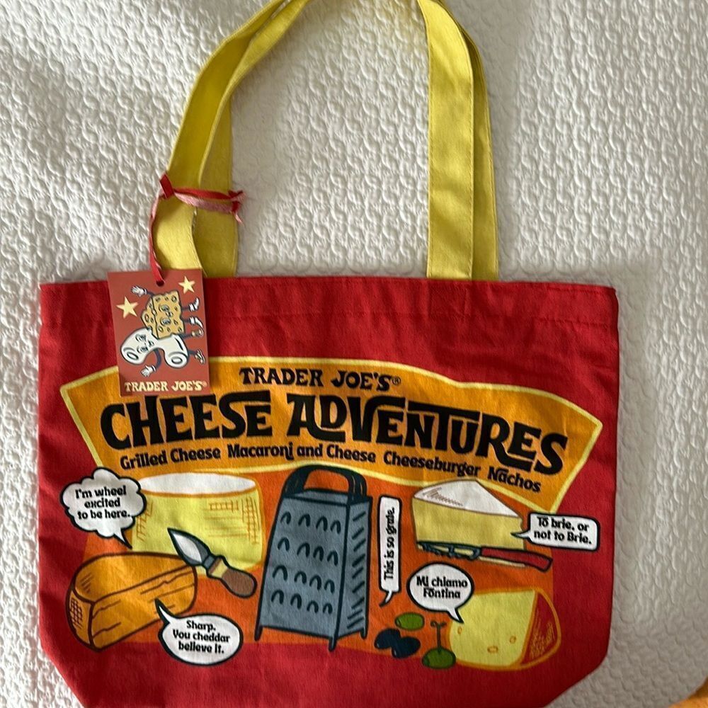 Trader Joe’s Red and Yellow Cheese Adventures Tote Bag Canvas Limited Edition